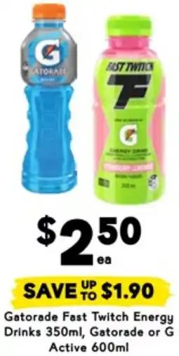 Drakes Gatorade Fast Twitch Energy Drinks, Gatorade or G Active offer