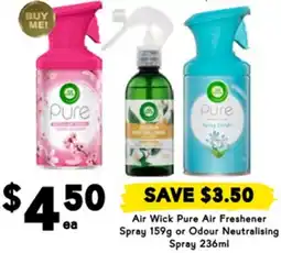 Drakes Air Wick Pure Air Freshener Spray or Odour Neutralising Spray offer