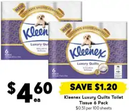 Drakes Kleenex Luxury Quilts Toilet Tissue offer