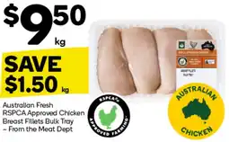 Woolworths Australian Fresh RSPCA Approved Chicken Breast Fillets Bulk Tray offer
