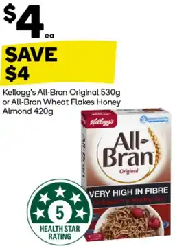 Woolworths Kellogg's All-Bran Original or All-Bran Wheat Flakes Honey Almond offer