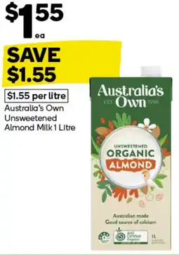 Woolworths Australia's Own Unsweetened Almond Milk offer