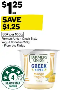 Woolworths Farmers Union Greek Style Yogurt Varieties offer