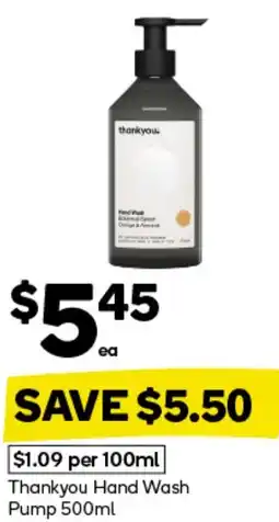 Woolworths Thankyou Hand Wash Pump offer
