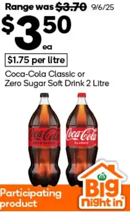 Woolworths Coca-Cola Classic or Zero Sugar Soft Drink offer