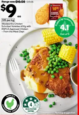 Woolworths Woolworths Chicken Schnitzel Varieties with RSPCA Approved Chicken offer