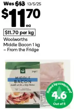 Woolworths Woolworths Middle Bacon offer