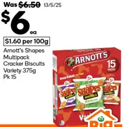 Woolworths Arnott's Shapes Cracker Biscuits Variety offer