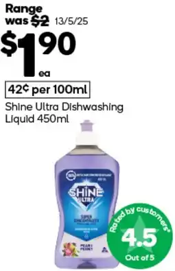 Woolworths Shine Ultra Dishwashing Liquid offer
