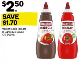 Woolworths MasterFoods Tomato or Barbecue Sauce offer