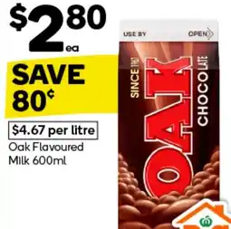 Woolworths Oak Flavoured Milk offer