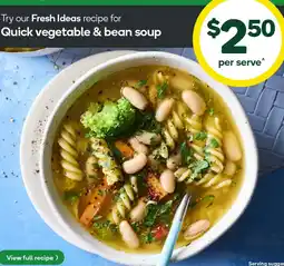 Woolworths Quick vegetable & bean soup offer