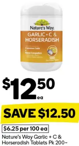Woolworths Nature's Way Garlic + C& Horseradish Tablets offer