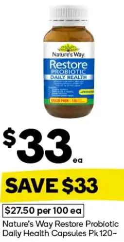 Woolworths Nature's Way Restore Probiotic Daily Health Capsules offer