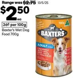 Woolworths Baxter's Wet Dog Food offer