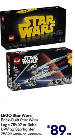 Woolworths LEGO Star Wars Brick-Built Star Wars Logo 75407 or Rebel U-Wing Starfighter offer