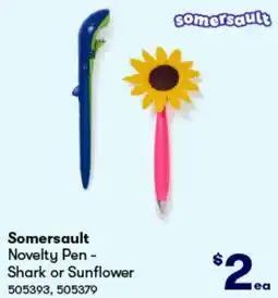 Woolworths Somersault Novelty Pen - Shark or Sunflower offer