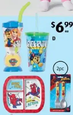 ALDI Licensed Children's Straw Tumbler, Spin Tumbler, Divided Plate or Cutlery Set 2pc offer