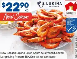 Foodland New Season Lukina Lukin South Australian Cooked Large King Prawns offer