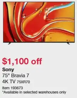 Costco Sony 75" Bravia 7 offer