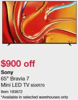 Costco Sony 65" Bravia 7 Mini LED TV offer