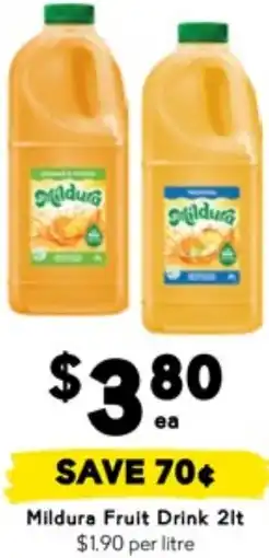 Drakes Mildura Fruit Drink offer