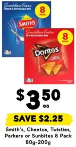 Drakes Smith's, Cheetos, Twisties, Parkers or Sunbites offer