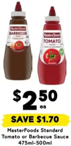Drakes MasterFoods Standard Tomato or Barbecue Sauce offer