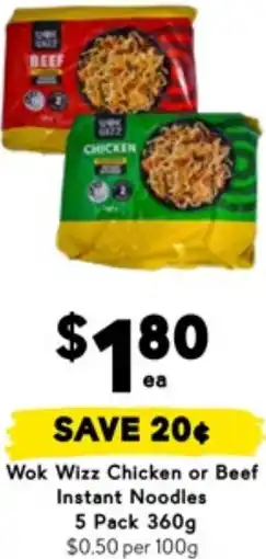 Drakes Wok Wizz Chicken or Beef Instant Noodles offer