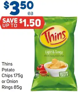 Foodland Thins Potato Chips or Onion Rings offer