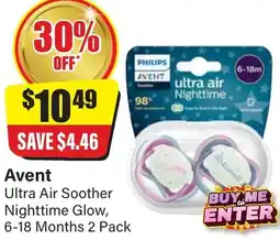 Chemist Discount Centre Avent Ultra Air Soother Nighttime Glow offer