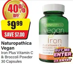 Chemist Discount Centre Naturopathica Vegan Iron Plus Vitamin C & Broccoli Powder offer