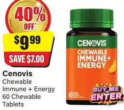 Chemist Discount Centre Cenovis Chewable Immune + Energy offer