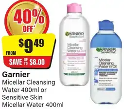 Chemist Discount Centre Garnier Micellar Cleansing Water or Sensitive Skin Micellar Water offer