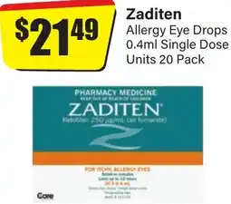 Chemist Discount Centre Zaditen Allergy Eye Drops offer