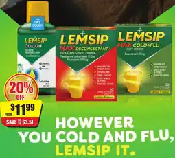 Chemist Discount Centre Lemsip cough, max decongestant, max cold&flu offer