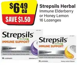 Chemist Discount Centre Strepsils Herbal Immune Elderberry or Honey Lemon offer