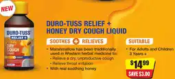 Chemist Discount Centre Duro-tuss relief + honey dry cough liquid offer