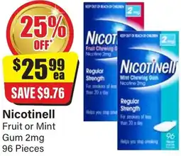 Chemist Discount Centre Nicotinell Fruit or Mint Gum offer