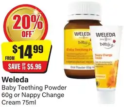 Chemist Discount Centre Weleda Baby Teething Powder or Nappy Change Cream offer