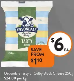 Foodworks Devondale Tasty or Colby Block Cheese offer