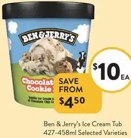 Foodworks Ben & Jerry's Ice Cream Tub offer