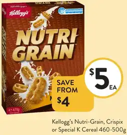 Foodworks Kellogg's Nutri-Grain, Crispix or Special K Cereal offer