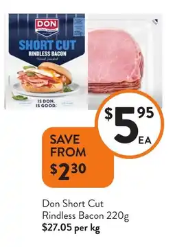 Foodworks Don Short Cut Rindless Bacon offer