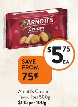 Foodworks Arnott's Cream Favourites offer