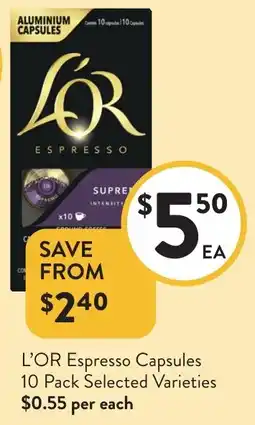 Foodworks L'OR Espresso Capsules offer