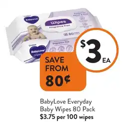 Foodworks BabyLove Everyday Baby Wipes offer