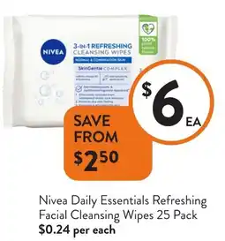 Foodworks Nivea Daily Essentials Refreshing Facial Cleansing offer