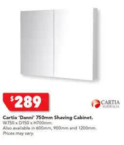 Harvey Norman Cartia 'Danni' 750mm Shaving Cabinet offer
