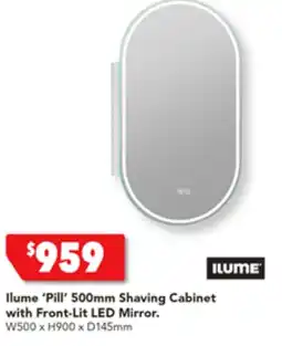 Harvey Norman Ilume 'Pill' 500mm Shaving Cabinet with Front-Lit LED Mirror offer